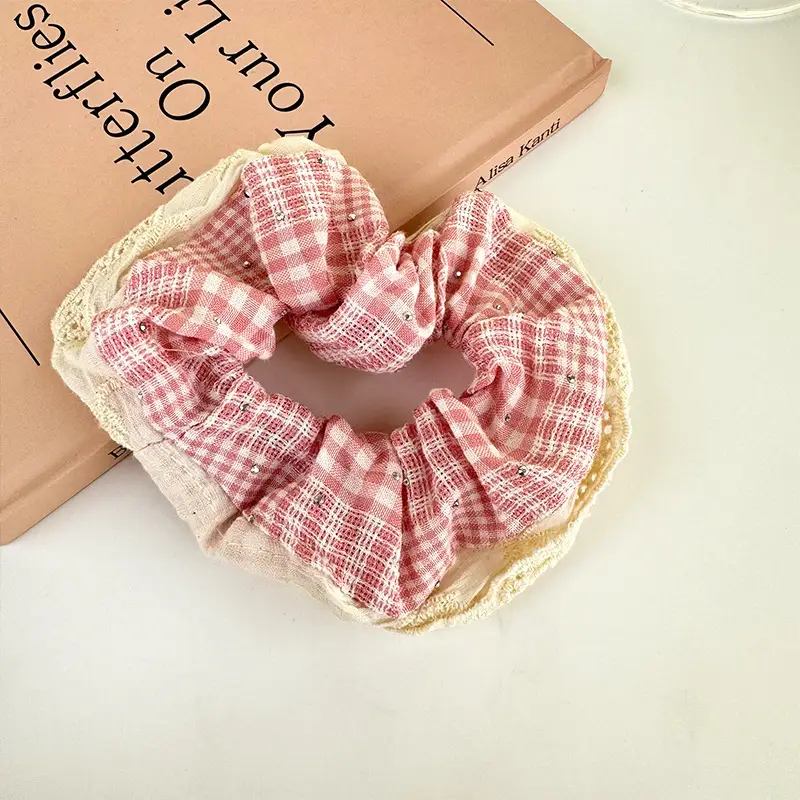 Sweet Girl Ballet Lace Hair Loop with Plaid Design — feature 17