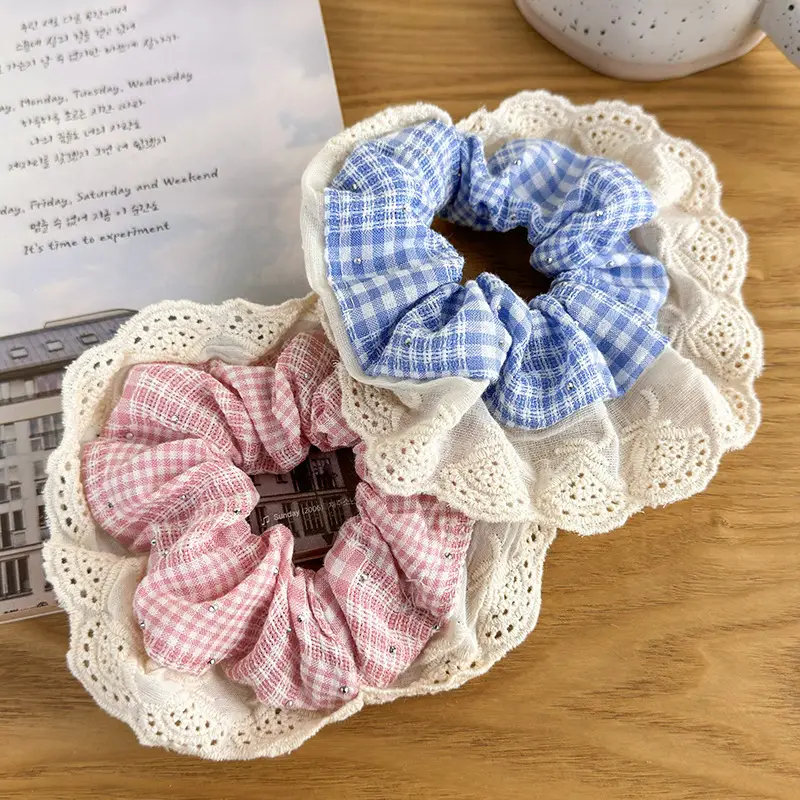 Sweet Girl Ballet Lace Hair Loop with Plaid Design — feature 3