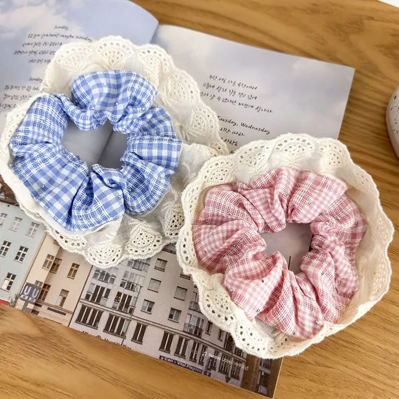 Sweet Girl Ballet Lace Hair Loop with Plaid Design — feature 4