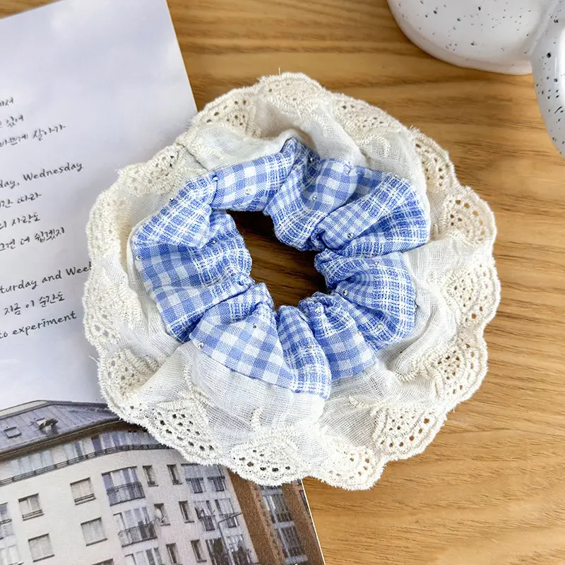 Sweet Girl Ballet Lace Hair Loop with Plaid Design — feature 8