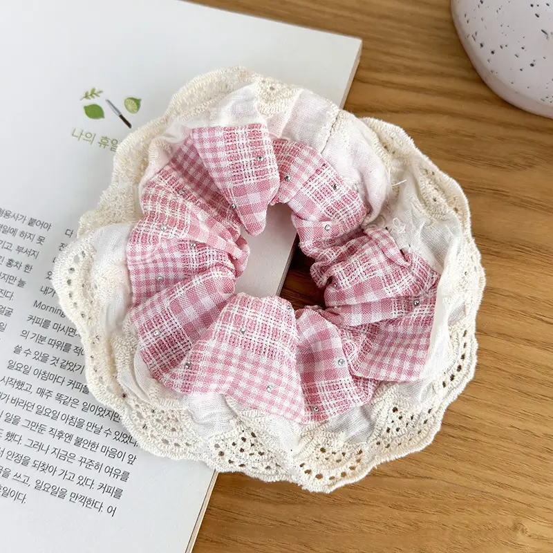 Sweet Girl Ballet Lace Hair Loop with Plaid Design — feature 9