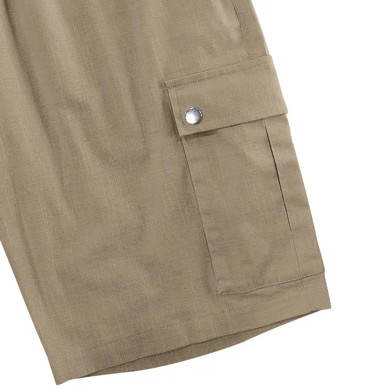 Men Bamboo Linen Casual Shorts Blue Drawstring Pocket — feature 12