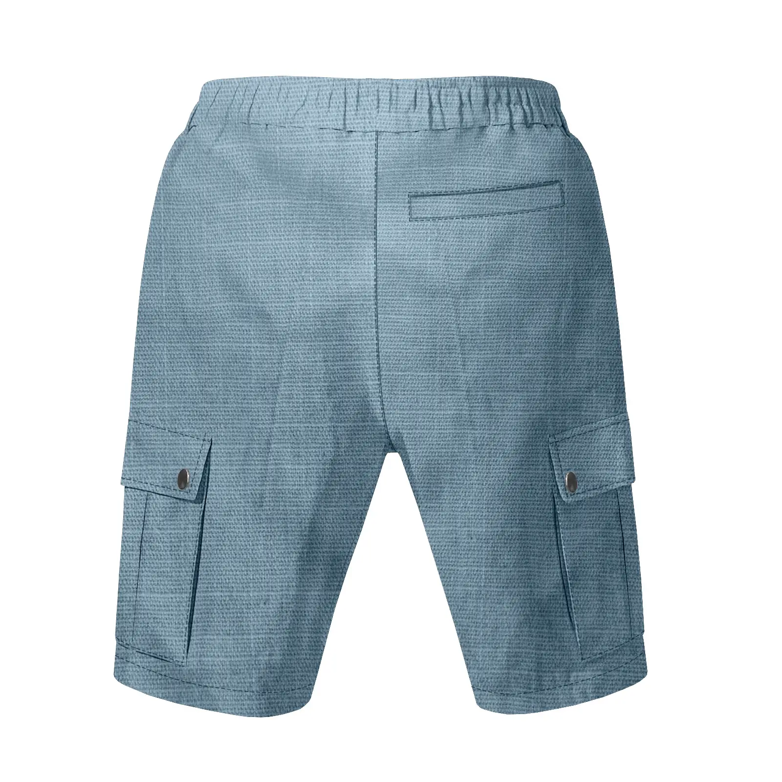 Men Bamboo Linen Casual Shorts Blue Drawstring Pocket — feature 16