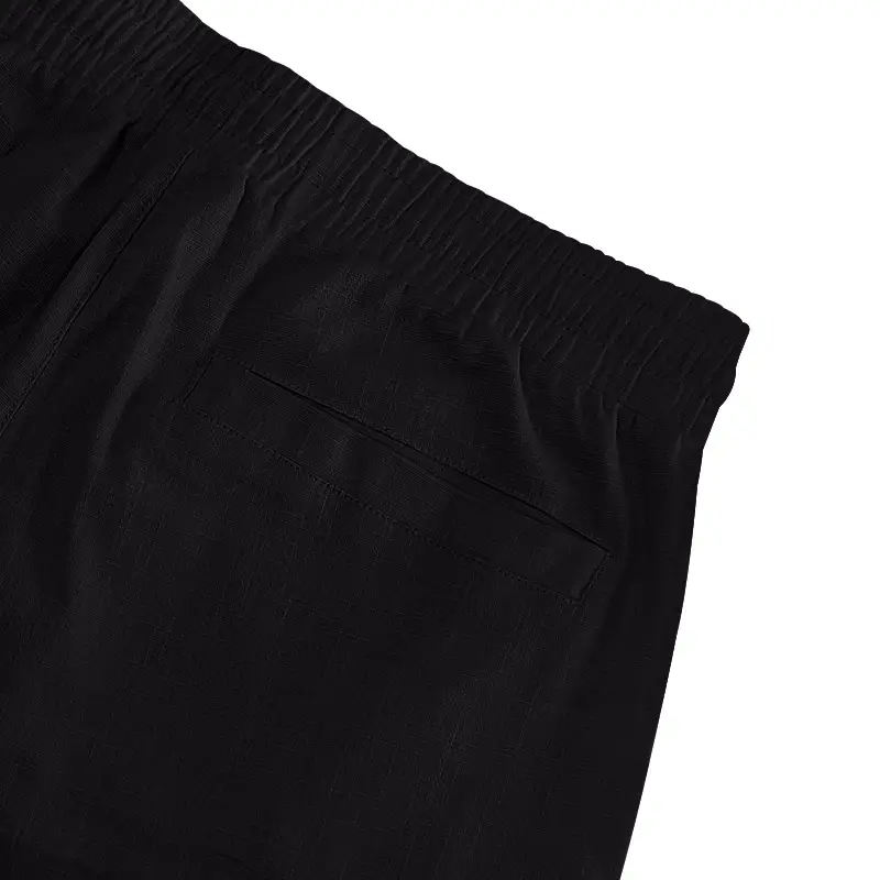 Men Bamboo Linen Casual Shorts Blue Drawstring Pocket — feature 31