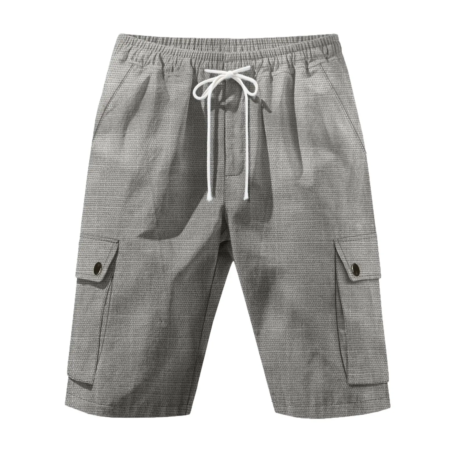 Men Bamboo Linen Casual Shorts Blue Drawstring Pocket — feature 45