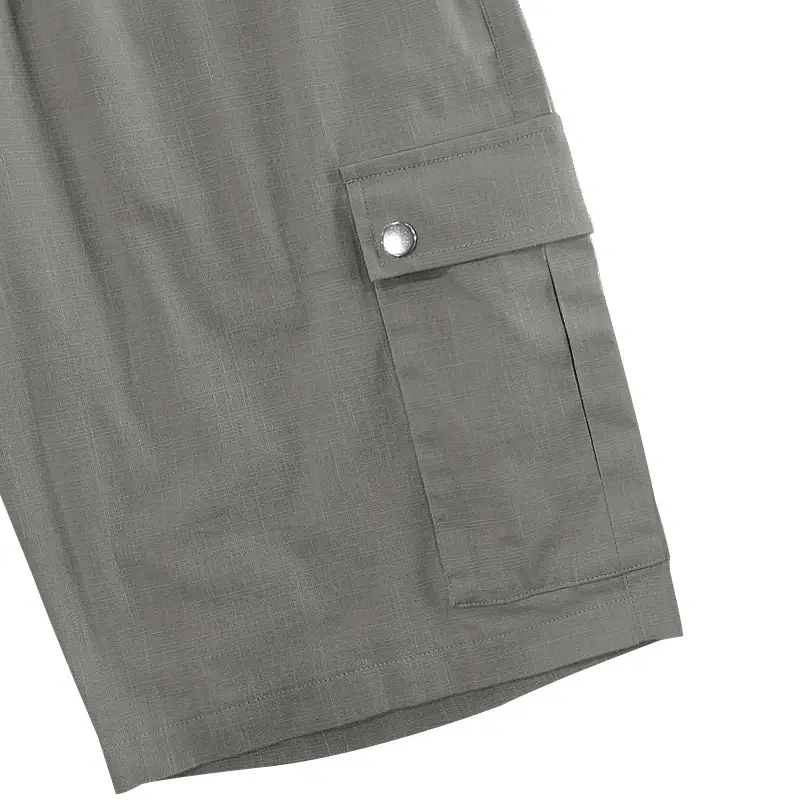 Men Bamboo Linen Casual Shorts Blue Drawstring Pocket — feature 48