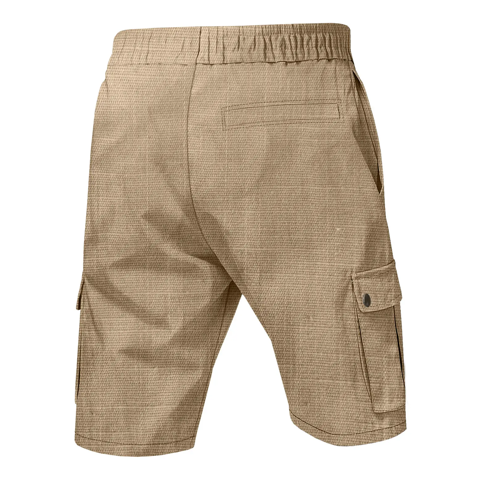 Men Bamboo Linen Casual Shorts Blue Drawstring Pocket — feature 6