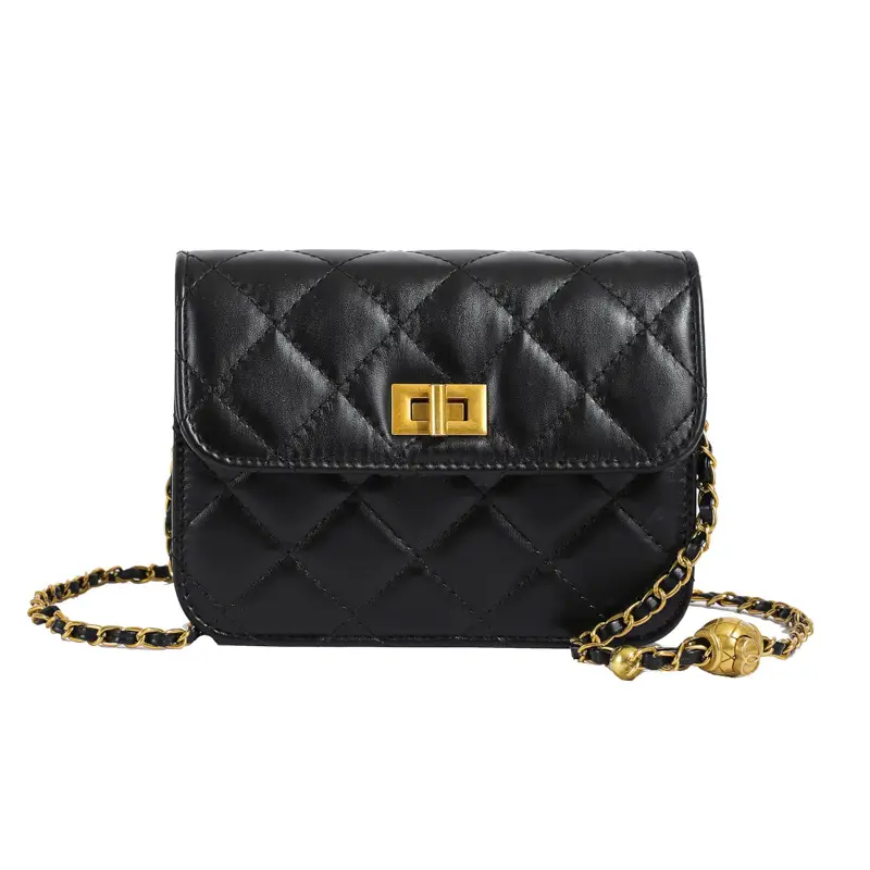 Light Blue Quilted Chain Shoulder Bag for Women - Image 9