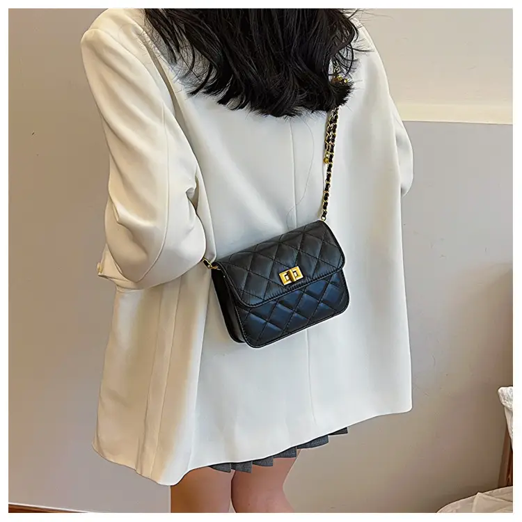 Light Blue Quilted Chain Shoulder Bag for Women — feature 15