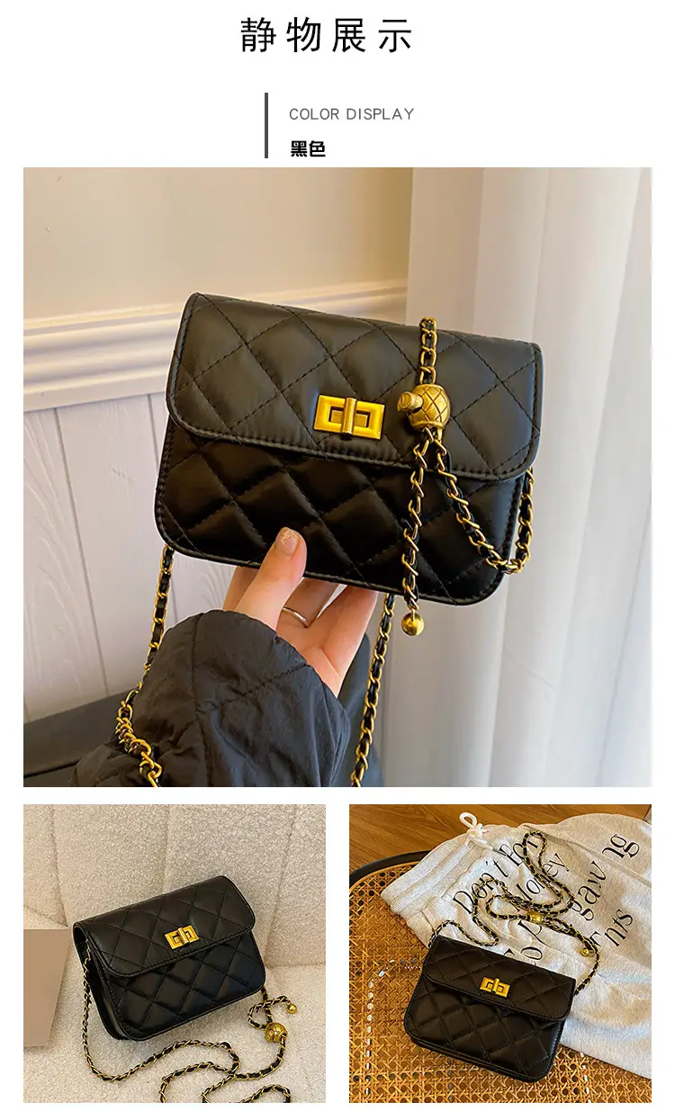Light Blue Quilted Chain Shoulder Bag for Women — feature 16