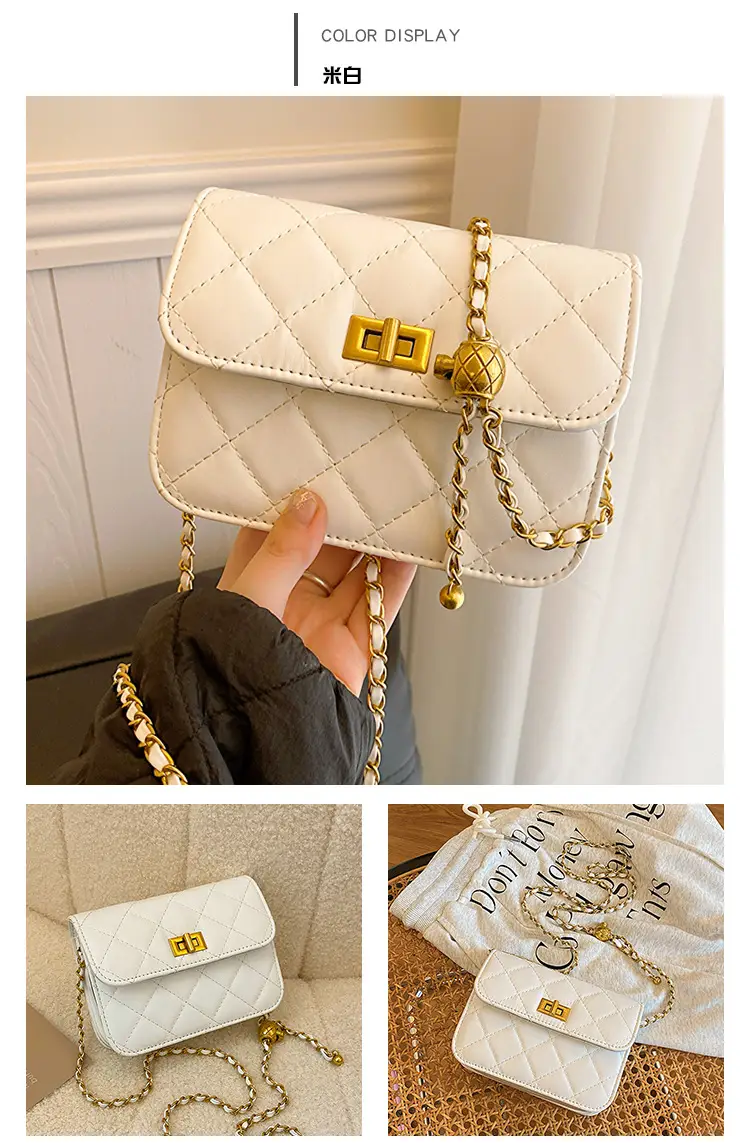 Light Blue Quilted Chain Shoulder Bag for Women — feature 17