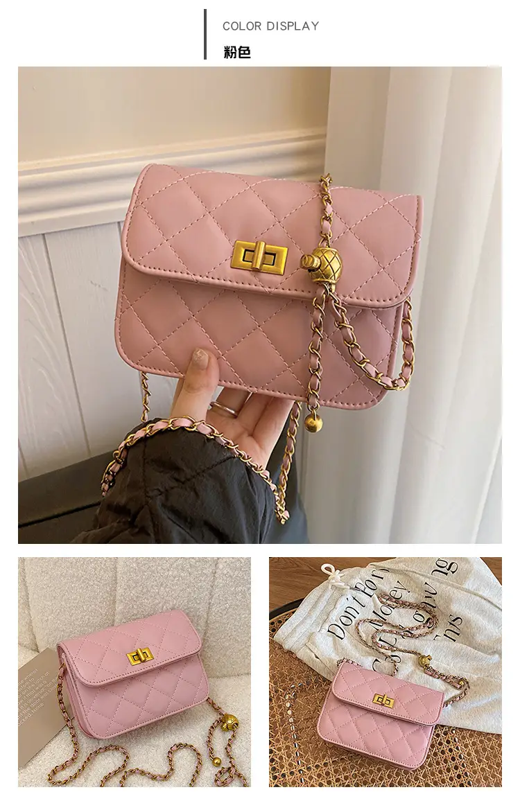 Light Blue Quilted Chain Shoulder Bag for Women — feature 18