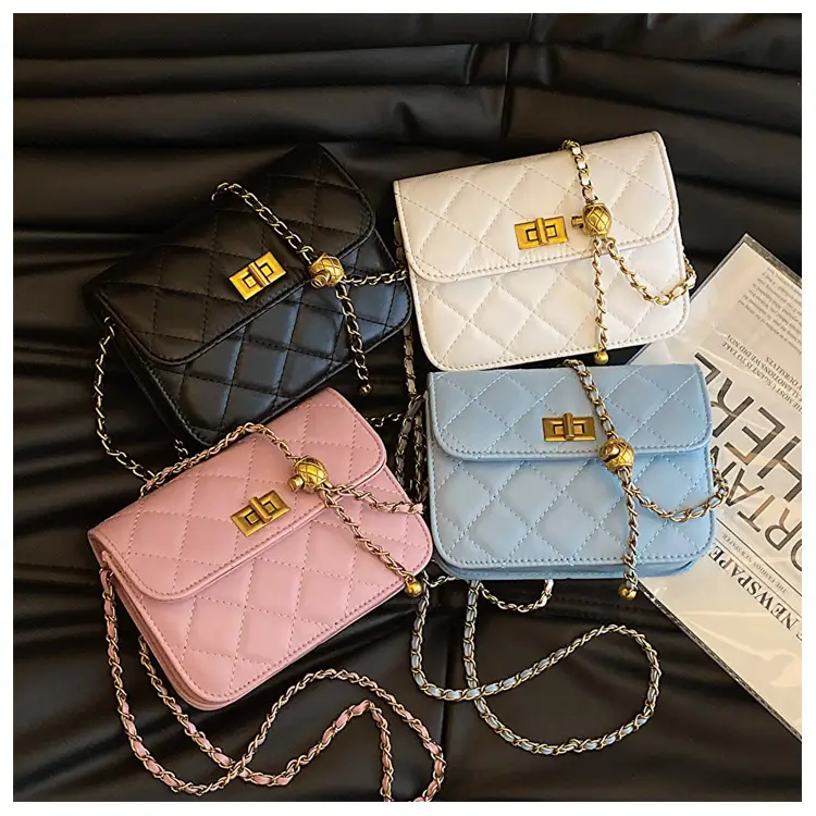 Light Blue Quilted Chain Shoulder Bag for Women — feature 20