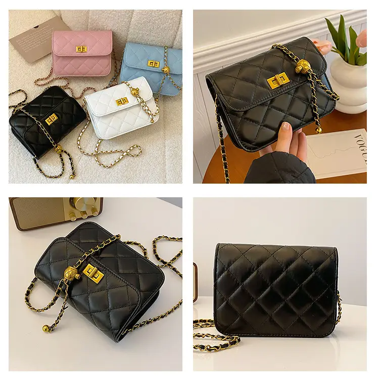 Light Blue Quilted Chain Shoulder Bag for Women — feature 7