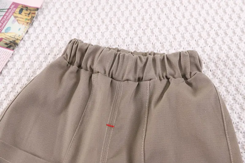 Boys Striped T-Shirt Shorts Set Summer Casual White Beige — feature 10