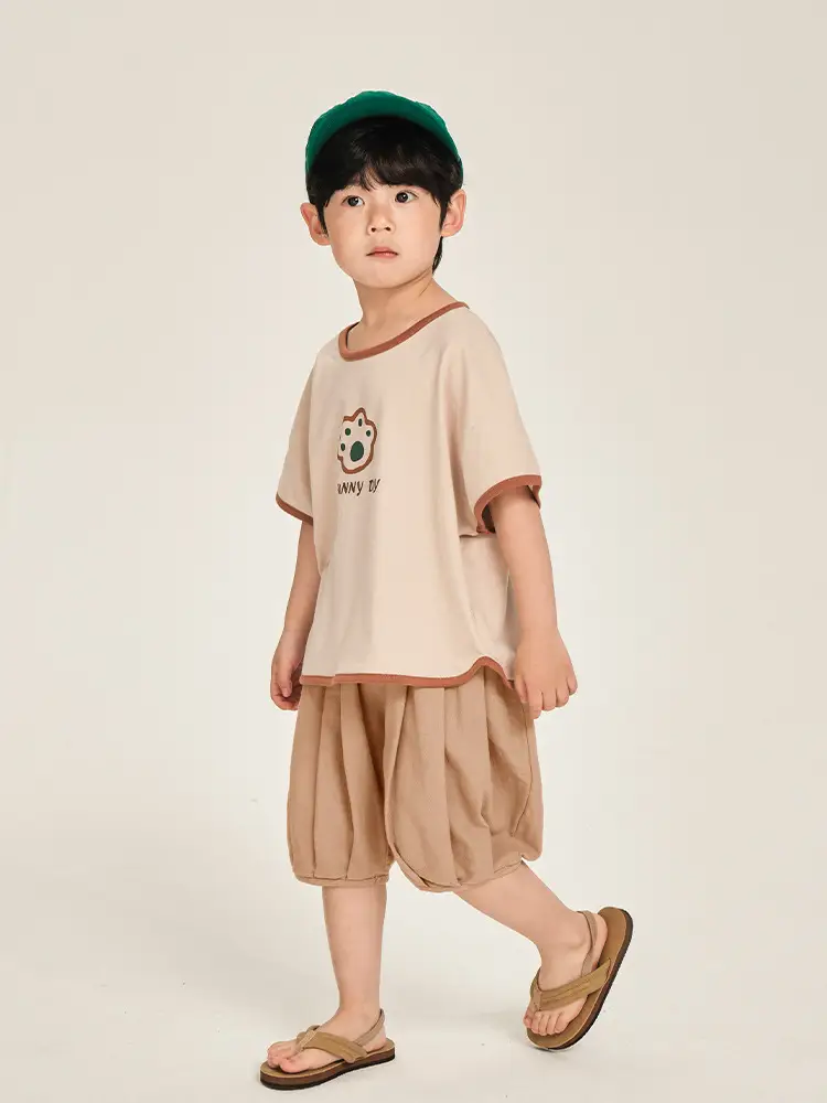 Kids Colorblock T-Shirt Summer Short Sleeve Korean Style - Image 3