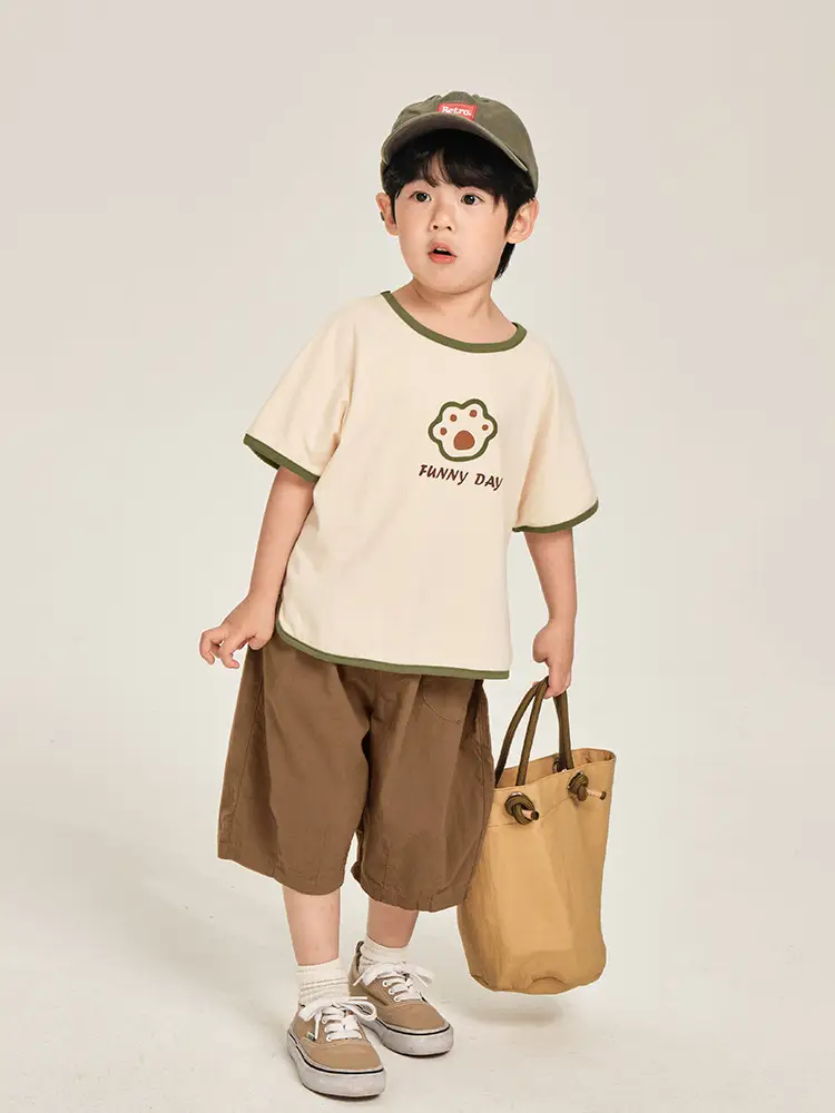 Kids Colorblock T-Shirt Summer Short Sleeve Korean Style - Image 4