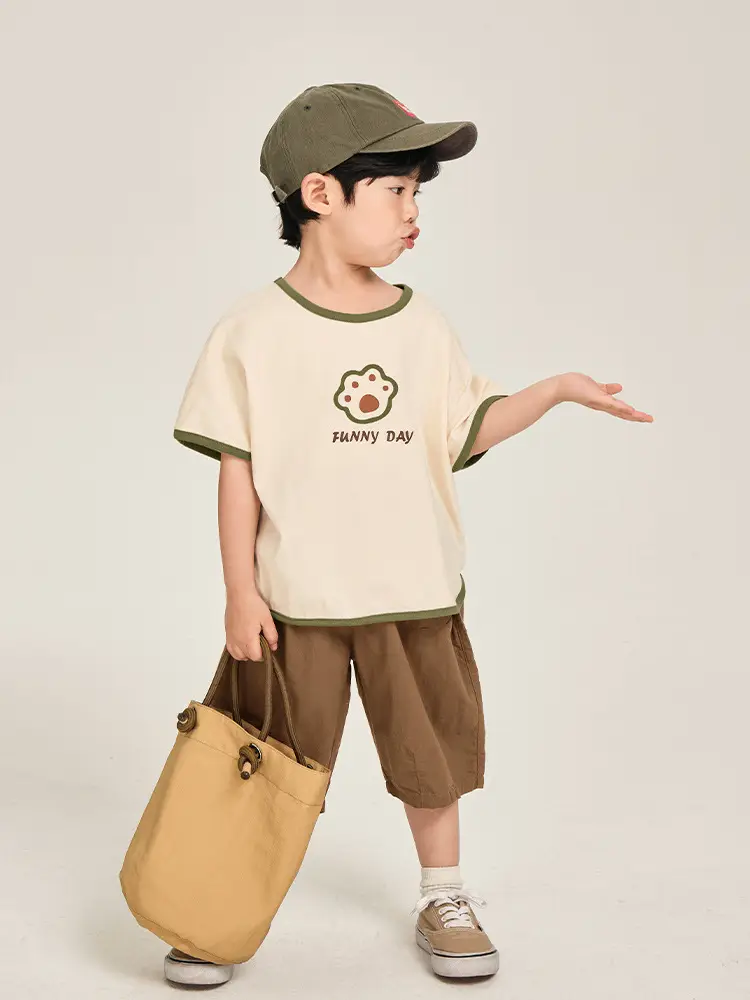 Kids Colorblock T-Shirt Summer Short Sleeve Korean Style - Image 6