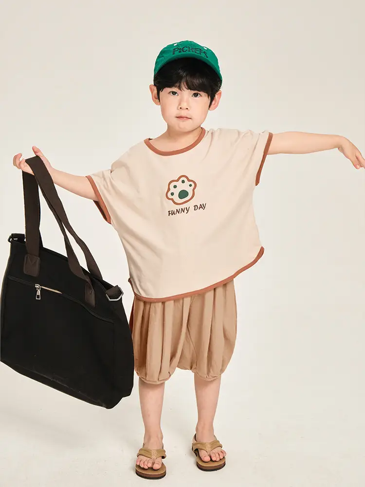 Kids Colorblock T-Shirt Summer Short Sleeve Korean Style - Image 7