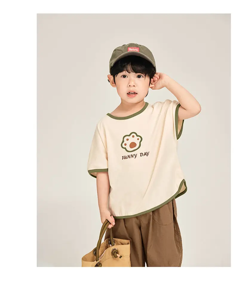 Kids Colorblock T-Shirt Summer Short Sleeve Korean Style — feature 15