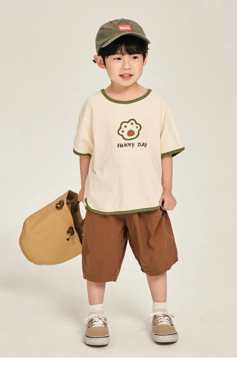 Kids Colorblock T-Shirt Summer Short Sleeve Korean Style — feature 2