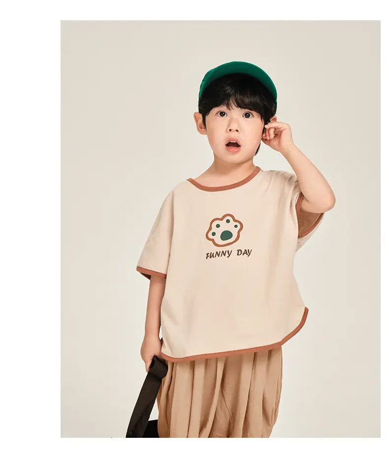 Kids Colorblock T-Shirt Summer Short Sleeve Korean Style — feature 21