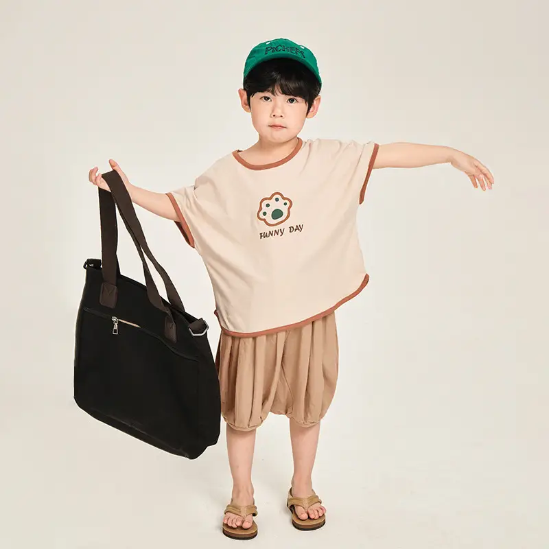 Kids Colorblock T-Shirt Summer Short Sleeve Korean Style - Image 2