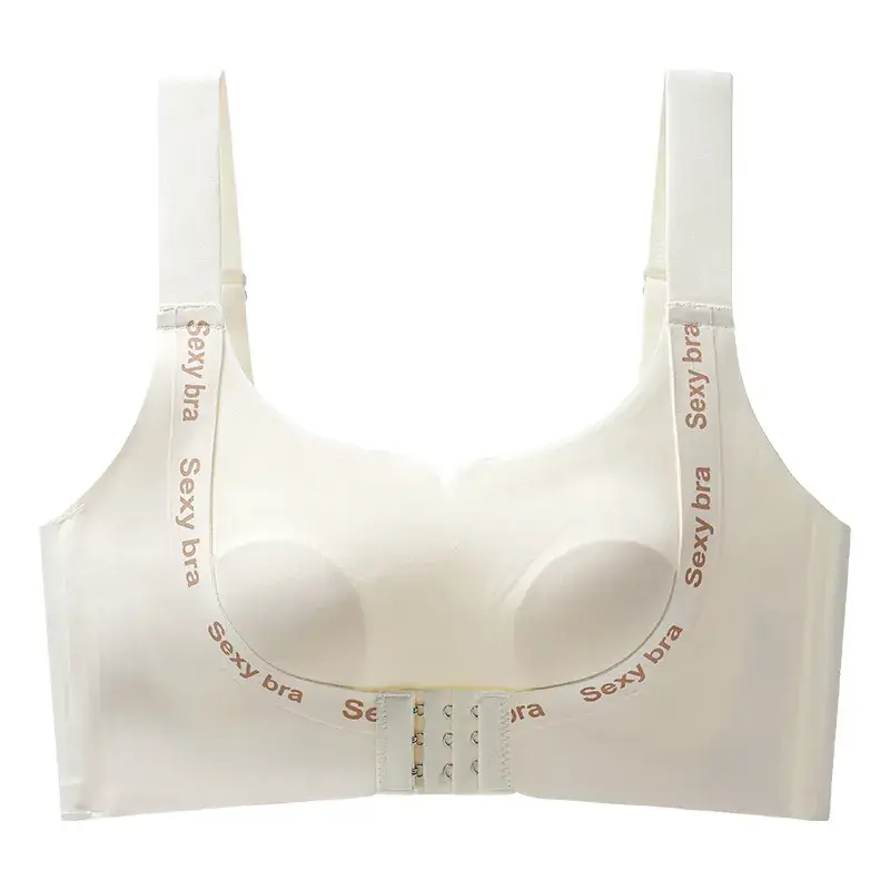Women's Wireless Push Up Bra with Front Buckle & Elastic Strap