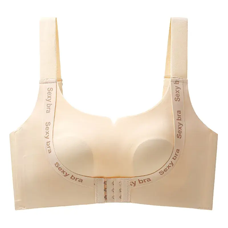 Women's Wireless Push Up Bra with Front Buckle & Elastic Strap