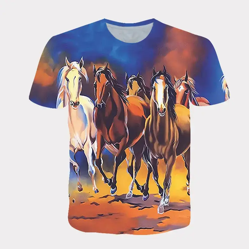 3D Digital Printed Horse T-Shirt for Men Women Loose Casual - Image 2