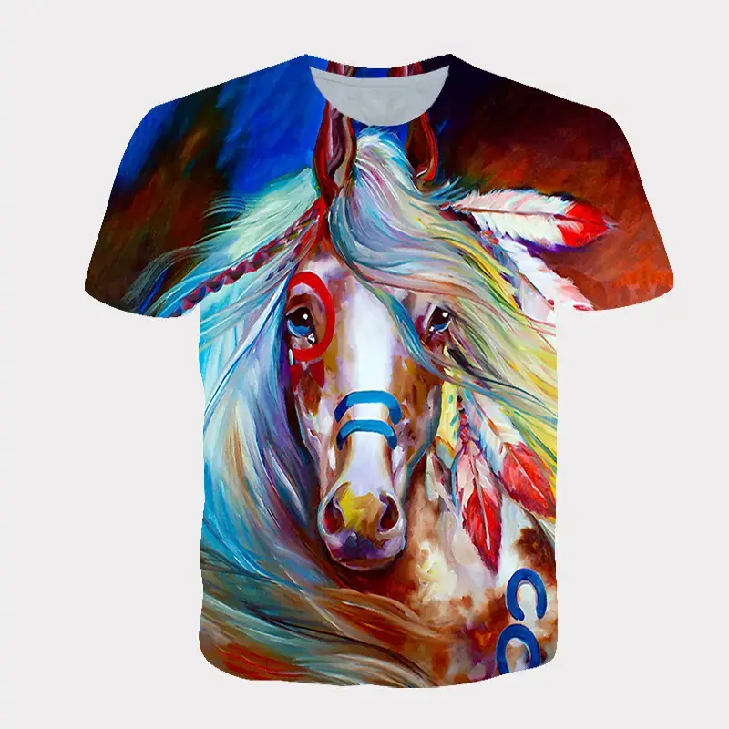 3D Digital Printed Horse T-Shirt for Men Women Loose Casual - Image 3