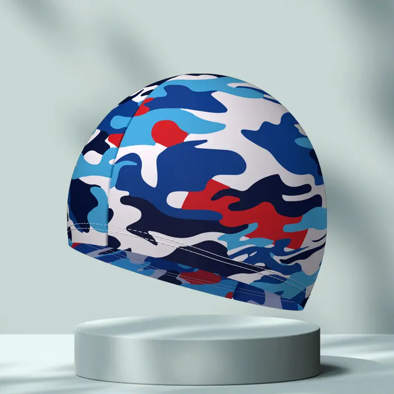New Swimming Cap Polyester Spandex Cloth Swimming Cap Adult Men Women Student Big Children High Elastic Comfortable Head