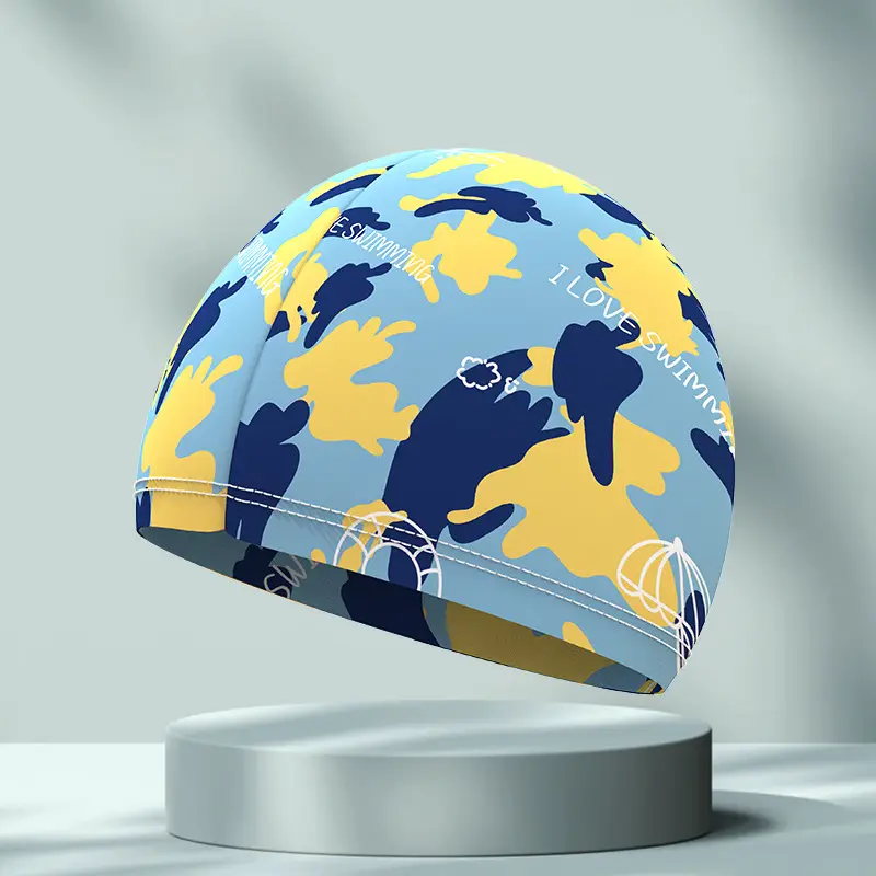 New Swimming Cap Polyester Spandex Cloth Swimming Cap Adult Men Women Student Big Children High Elastic Comfortable Head