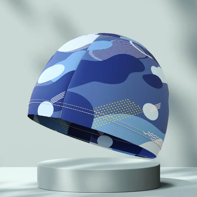New Swimming Cap Polyester Spandex Cloth Swimming Cap Adult Men Women Student Big Children High Elastic Comfortable Head