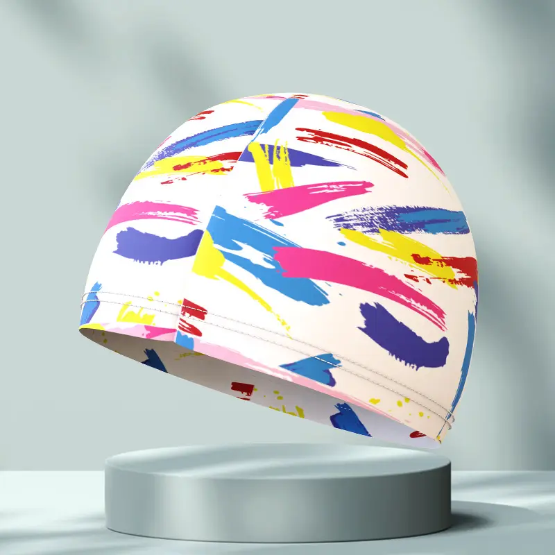 New Swimming Cap Polyester Spandex Cloth Swimming Cap Adult Men Women Student Big Children High Elastic Comfortable Head