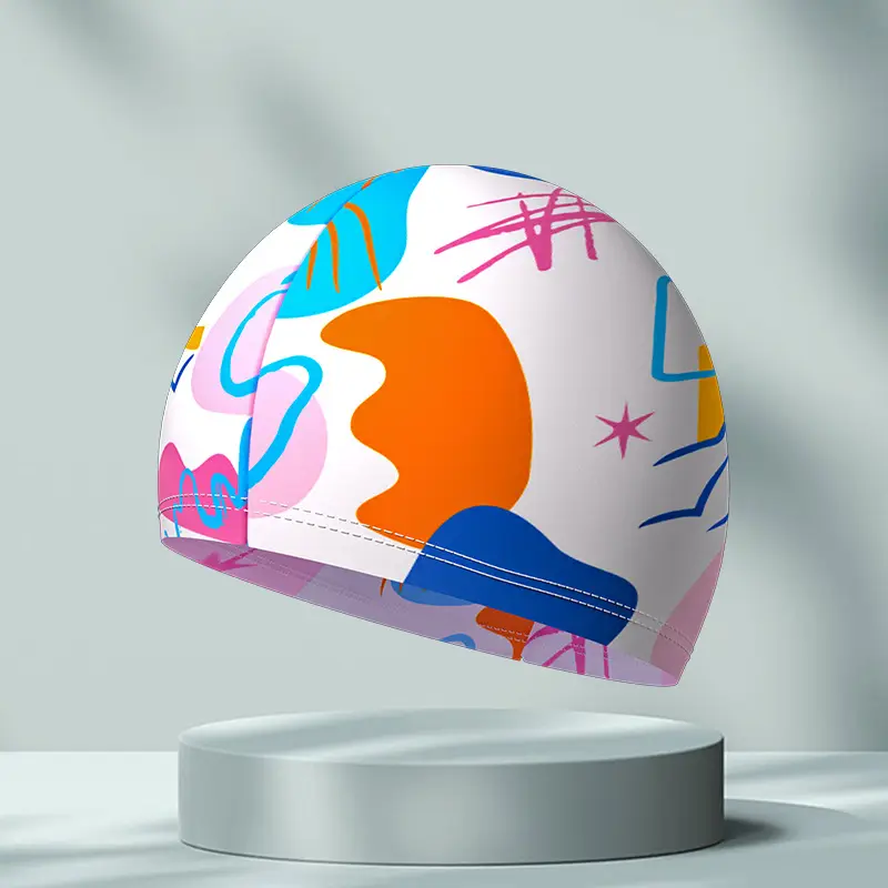New Swimming Cap Polyester Spandex Cloth Swimming Cap Adult Men Women Student Big Children High Elastic Comfortable Head
