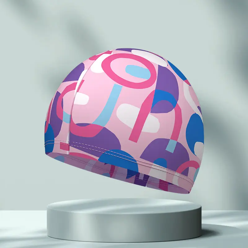 New Swimming Cap Polyester Spandex Cloth Swimming Cap Adult Men Women Student Big Children High Elastic Comfortable Head