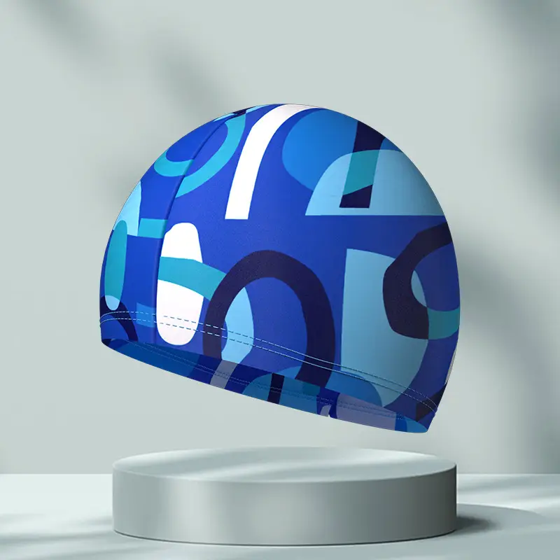 New Swimming Cap Polyester Spandex Cloth Swimming Cap Adult Men Women Student Big Children High Elastic Comfortable Head