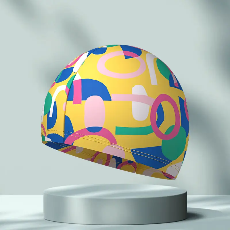 New Swimming Cap Polyester Spandex Cloth Swimming Cap Adult Men Women Student Big Children High Elastic Comfortable Head