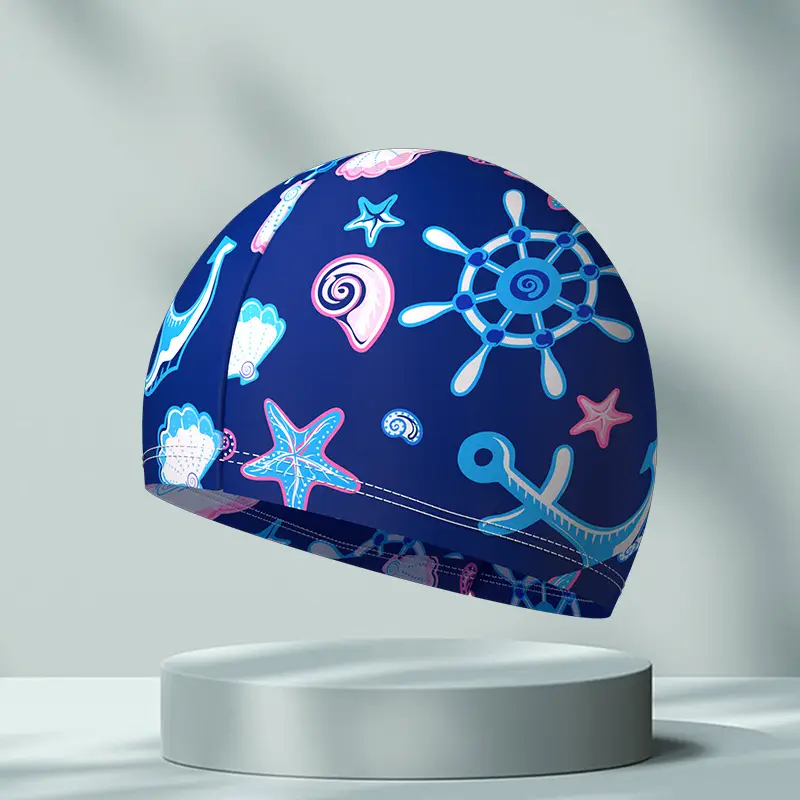 New Swimming Cap Polyester Spandex Cloth Swimming Cap Adult Men Women Student Big Children High Elastic Comfortable Head