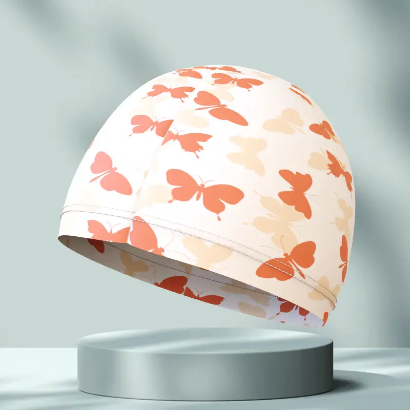 New Swimming Cap Polyester Spandex Cloth Swimming Cap Adult Men Women Student Big Children High Elastic Comfortable Head