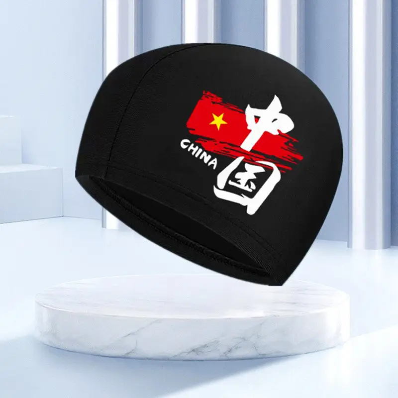 New Swimming Cap Polyester Spandex Cloth Swimming Cap Adult Men Women Student Big Children High Elastic Comfortable Head