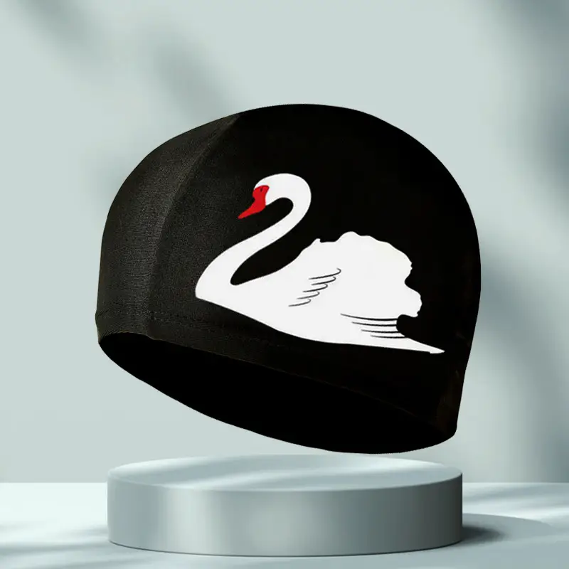 New Swimming Cap Polyester Spandex Cloth Swimming Cap Adult Men Women Student Big Children High Elastic Comfortable Head