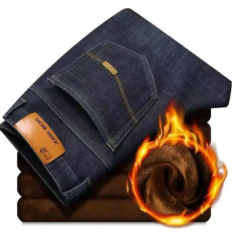 Men's Fleece Lined Blue Jeans Plus Size - Image 2