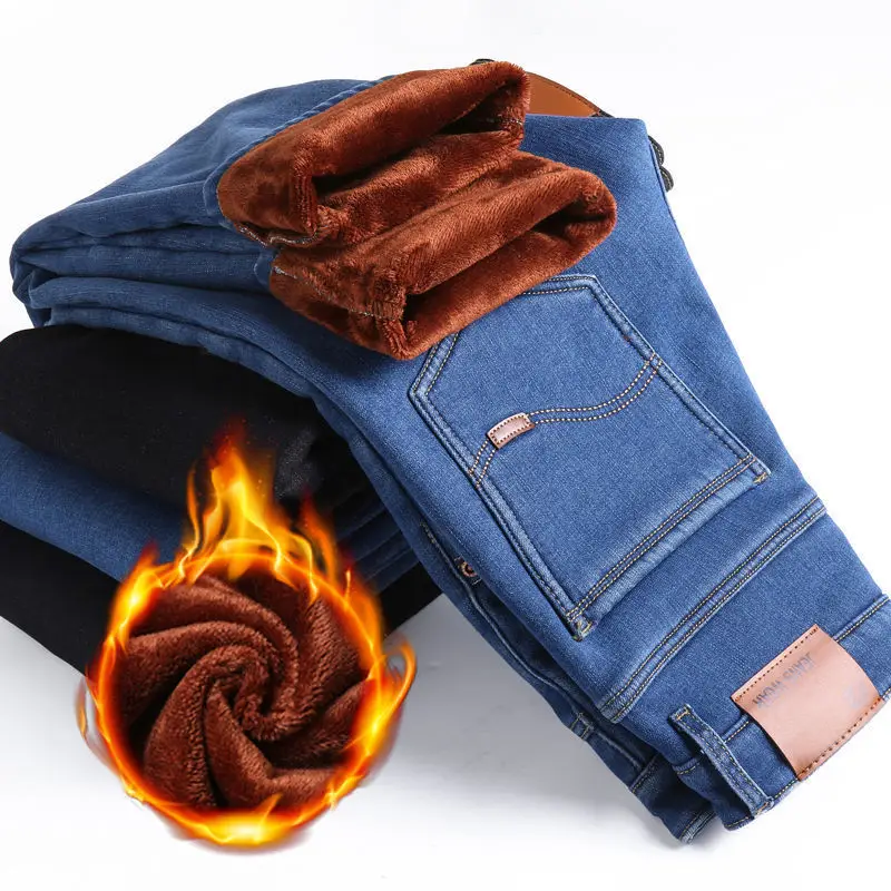 Men's Fleece Lined Blue Jeans Plus Size - Image 22