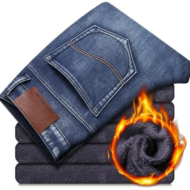 Men's Fleece Lined Blue Jeans Plus Size - Image 10