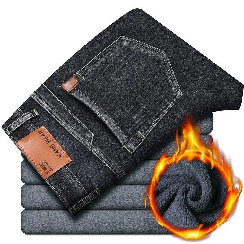 Men's Fleece Lined Blue Jeans Plus Size - Image 11