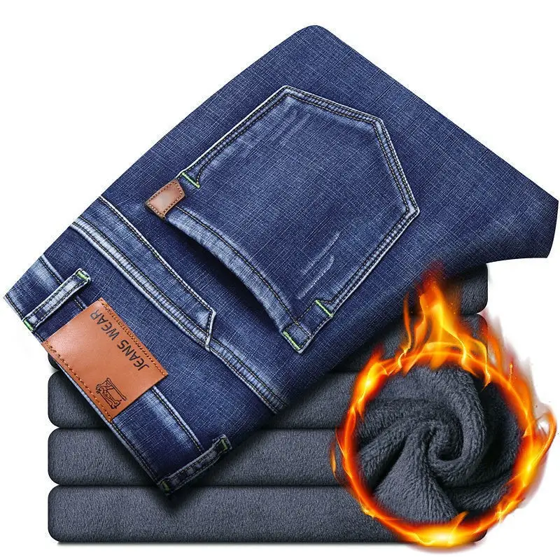 Men's Fleece Lined Blue Jeans Plus Size - Image 12