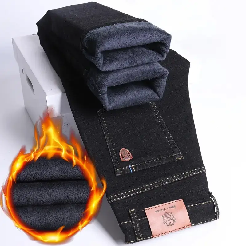 Men's Fleece Lined Blue Jeans Plus Size - Image 15