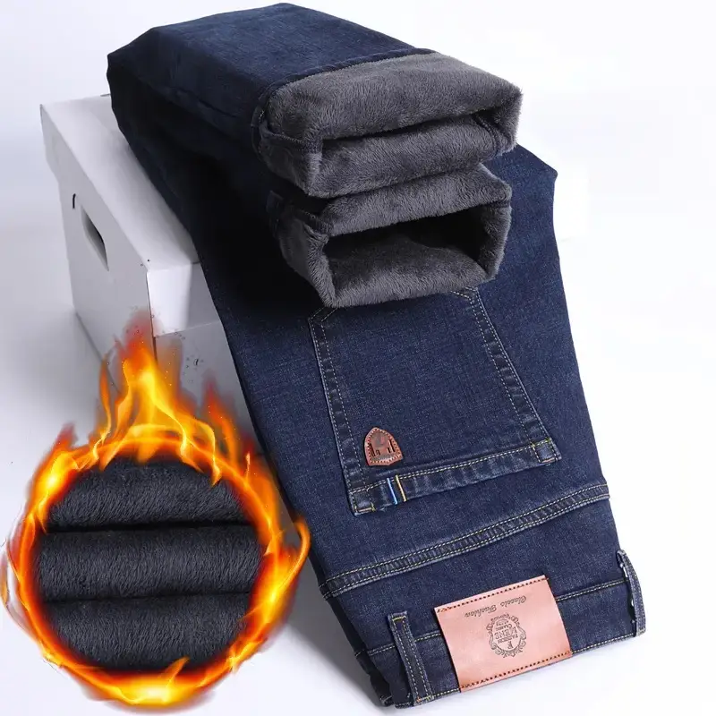 Men's Fleece Lined Blue Jeans Plus Size - Image 16